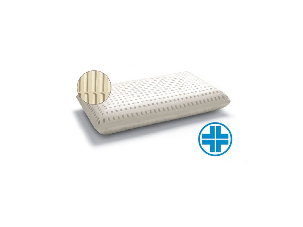 Cuscino In Lattice Naturale 100% - Guanciale Ergonomic Rettangolare 70x40x15 Cm Con Fodera In Cotone E Fori Traspiranti